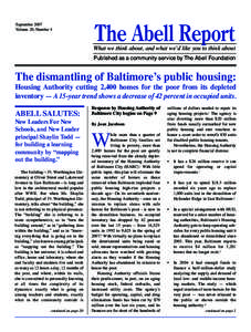 September 2007 Volume 20, Number 4 The Abell Report  What we think about, and what we’d like you to think about