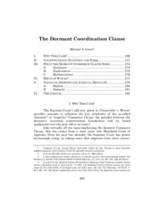 The Dormant Coordination Clause Michael S. Greve* I. II. III.