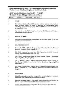 Geotechnical Engineering Office, Civil Engineering and Development Department The Government of the Hong Kong Special Administrative Region GEO Technical Guidance Note No. 27 (TGN 27) Hydraulic Design of Stepped Channels