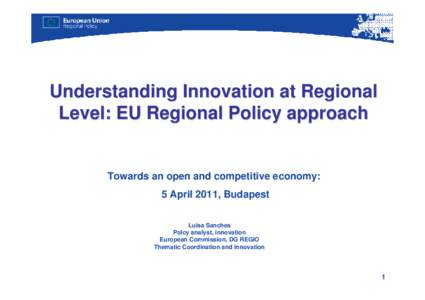 Understanding Innovation at Regional Understanding Innovation at Regional Level: EU Regional Policy approach