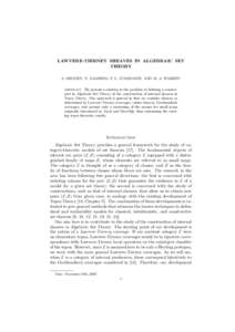 LAWVERE-TIERNEY SHEAVES IN ALGEBRAIC SET THEORY S. AWODEY, N. GAMBINO, P. L. LUMSDAINE, AND M. A. WARREN Abstract. We present a solution to the problem of defining a counterpart in Algebraic Set Theory of the constructio