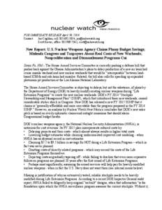 National Nuclear Security Administration / Nuclear safety / Nuclear proliferation / Stockpile stewardship / Nuclear physics / Energy / United States Department of Energy / Weapons of mass destruction / Reliable Replacement Warhead / Nuclear weapons / Nuclear technology / Lawrence Livermore National Laboratory