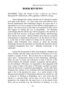 Melanesian Journal of TheologyBOOK REVIEWS HOUTEPEN, Anton, The People of God: A Plan for the Church, Maryknoll NY: Orbis Books, 1984, paperback, US$10.95, 224 pp. Anton Houtepen has written with the aim of 