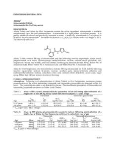 PRESCRIBING INFORMATION  Alinia® (nitazoxanide) Tablets (nitazoxanide) for Oral Suspension DESCRIPTION