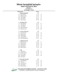 Illinois-Springfield SpringInv Dates: [removed], 2014 Round: 1