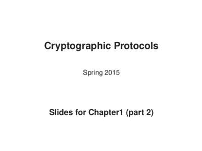Cryptographic Protocols Spring 2015 Slides for Chapter1 (part 2)  Definition of zero-knowledge (ZK)