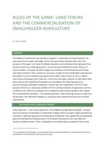 Rules of the Game: Land Tenure and the Commercialisation of Smallholder Agriculture
