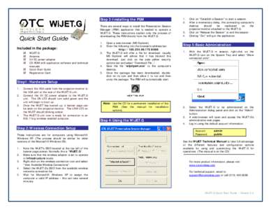 OTC WiJET.G Quickstart Guide