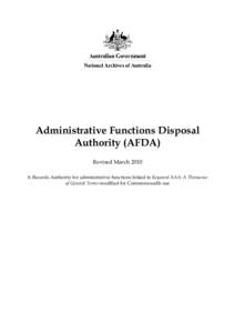 AFDA (Administrative Functions Disposal Authority) 2010