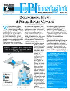 Spring[removed]OCCUPATIONAL INJURY: A PUBLIC HEALTH CONCERN Thomas Largo and Martha Stanbury