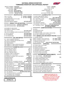 NATIONAL BRIDGE INVENTORY TENNESSEE INVENTORY AND APPRAISAL REPORT COUNTY: JACKSON ROUTE: 01148 SPECIAL CASE: 0