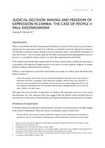 Sunday B. Nkonde SC  25 JUDICIAL DECISION-MAKING AND FREEDOM OF EXPRESSION IN ZAMBIA: THE CASE OF PEOPLE V