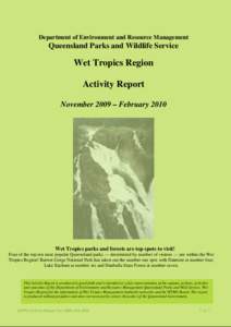 Department of Environment and Resource Management  Queensland Parks and Wildlife Service Wet Tropics Region Activity Report