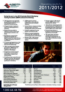 Operating results for[removed]National Report  During the year to June 2012 Australian Brick & Blocklaying