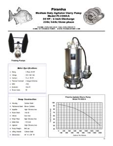 Piranha  Medium Duty Agitator Slurry Pump Model PS-3000-A 30 HP / 6 Inch Discharge 230v/460v/three phase