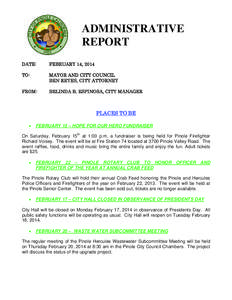 ADMINISTRATIVE REPORT DATE: FEBRUARY 14, 2014