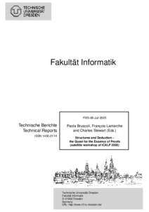 Fakultät Informatik  FI05-08-Juli 2005 Technische Berichte Technical Reports