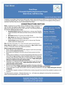 Fact Sheet    Final Phase El Granada Pipeline Replacement Project