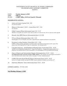 CHITTENDEN COUNTY REGIONAL PLANNING COMMISSION TRANSPORTATION ADVISORY COMMITTEE AGENDA DATE: TIME: