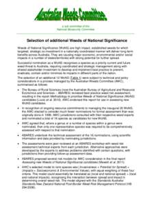 a sub committee of the National Biosecurity Committee Selection of additional Weeds of National Significance Weeds of National Significance (WoNS) are high impact, established weeds for which targeted, strategic co-inves