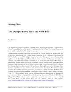 Briefing Note  The Olympic Flame Visits the North Pole Lassi Heininen