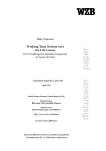 Working-Time Options over the Life Course - New Challenges to German Companies in Times of Crisis