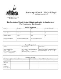 Geography of New Jersey / South Orange /  New Jersey / Social Security / Orange / Human behavior / New Jersey / Employment / Recruitment / Application for employment