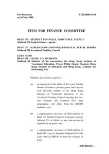 For discussion on 26 May 2000 FCR[removed]ITEM FOR FINANCE COMMITTEE