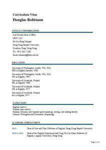 Curriculum Vitae  Douglas Robinson