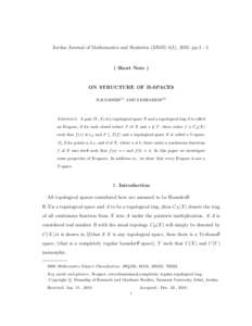 Jordan Journal of Mathematics and Statistics (JJMS) 4(1), 2011, ppShort Note ) ON STRUCTURE OF H-SPACES H.R.SAHEBI(1) AND S.EBRAHIMI(2)
