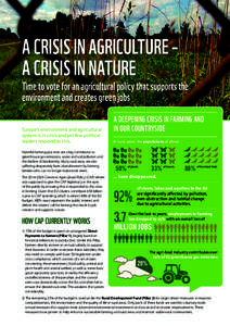 Europe’s environment and agricultural system is in crisis and yet few political leaders respond to this. Harmful farming practices are a big contributor to greenhouse gas emissions, water and soil pollution and the dec