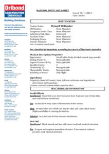 MATERIAL SAFETY DATA SHEET  Issued[removed]Code: Amber  IDENTIFICATION