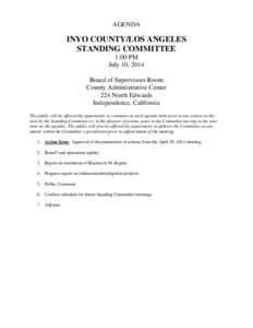 AGENDA  INYO COUNTY/LOS ANGELES STANDING COMMITTEE 1:00 PM July 10, 2014