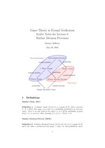 Game Theory in Formal Verification Scribe Notes for Lecture 8 Markov Decision Processes Damien Zufferey May 26, 2010