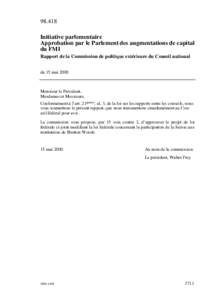 [removed]Initiative parlementaire Approbation par le Parlement des augmentations de capital du FMI Rapport de la Commission de politique extérieure du Conseil national du 15 mai 2000