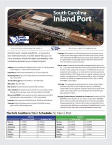 South Carolina South Carolina Inland Port  DETAILS ON THE SOUTH CAROLINA INLAND PORT IN GREER, S.C.