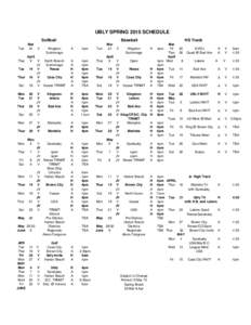 UBLY SPRING 2015 SCHEDULE Softball Tue Mar 24