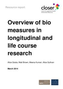 Resource report  Overview of bio measures in longitudinal and life course