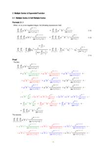 2 Multiple Series & Exponetial Function 2.1 Multiple Series & Half Multiple Series Formula[removed]When  m is a non-negative integer, the following expressions hold.