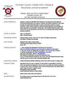 Victor Valley College / Fire apparatus / Firefighting / Trucks