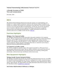 National Nanotechnology Infrastructure Network Vol