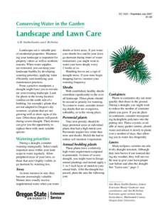 Conserving Water in the Garden: Landscape and Lawn Care, EC[removed]Oregon State University Extension Service)