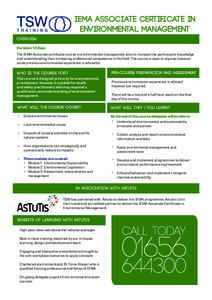 IEMA Associate Certificate in Environmental Management OVERVIEW