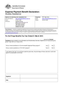 Expense Payment Benefit Declaration - Studies Assistance