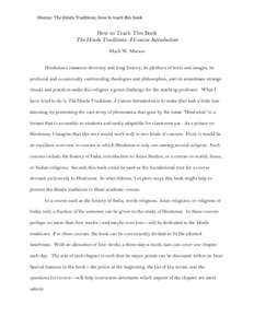 Muesse, The Hindu Traditions, How to teach this book  How to Teach This Book The Hindu Traditions: A Concise Introduction Mark W. Muesse