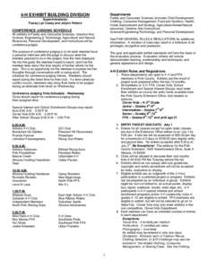 Departments  4-H EXHIBIT BUILDING DIVISION Family and Consumer Sciences (includes Child Development, Clothing, Consumer Management, Food and Nutrition, Health,