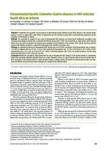 Disseminated bacille Calmette–Guérin disease in HIV-infected South African infants AC Hesseling,a LF Johnson,b H Jaspan,c MF Cotton,c A Whitelaw,d HS Schaaf,c PEM Fine,e BS Eley,f BJ Marais,a