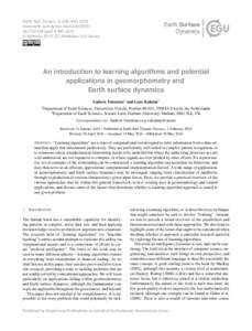 Earth Surf. Dynam., 4, 445–460, 2016 www.earth-surf-dynam.netdoi:esurf © Author(sCC Attribution 3.0 License.  An introduction to learning algorithms and potential