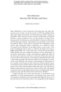 Giacomo Puccini and His World - Introduction
