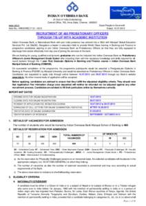 INDIAN OVERSEAS BANK (A Govt of India Undertaking) Central Office, 763, Anna Salai, Chennai[removed]www.iob.in Advt No.: HRDD/RECT[removed]